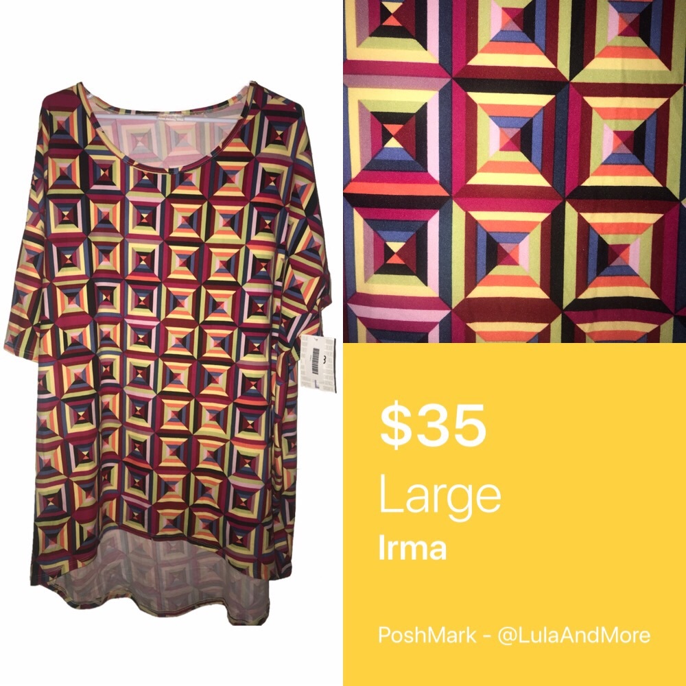 🆕 #19 LuLaRoe Large Irma Hi-Lo Tunic Top - Sueded
